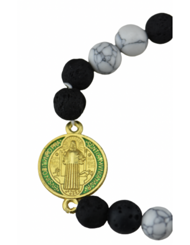 Bracelet de Saint Benoît en perles de lave