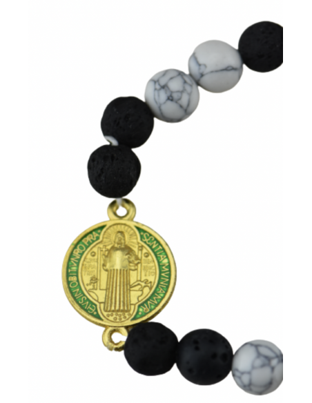 Bracelet de Saint Benoît en perles de lave