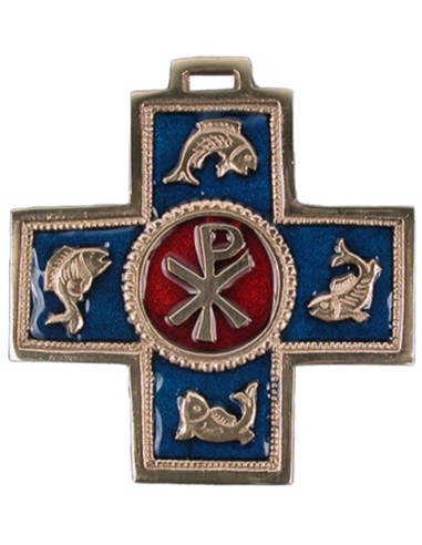 Croix d'Art en Bronze - Chrisme & Poisson