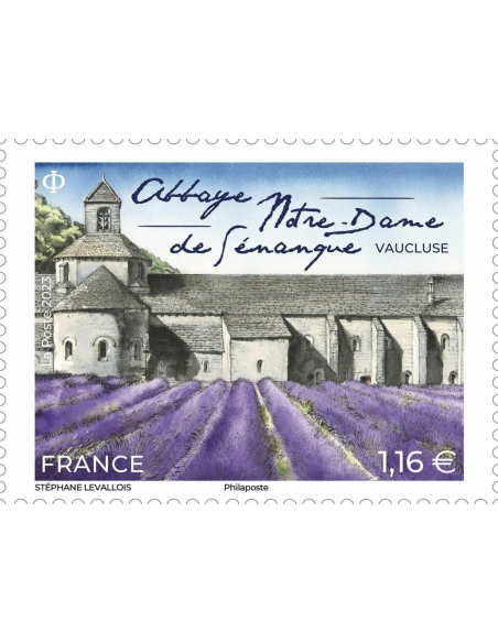 Planche de timbres de l'abbaye de Sénanque - Parfumé à la lavande