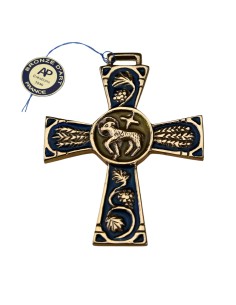 Croix d'art en bronze - Agneau
