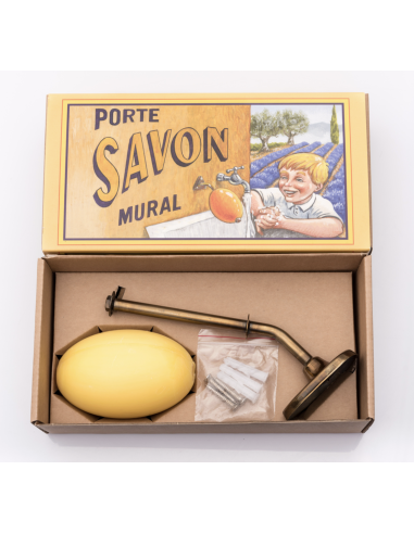 Savon rotatif d'antan et son support laiton