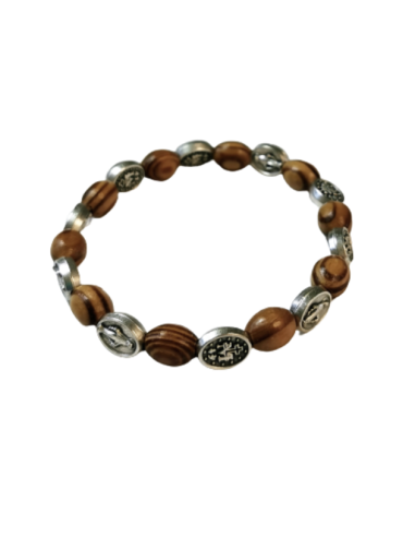 Bracelet en bois d'olivier Vierge Miraculeuse