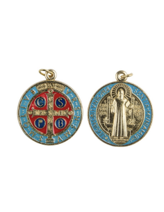 Médaille de Saint Benoît doré bleu