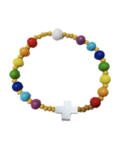 Bracelet perles bois multicolores