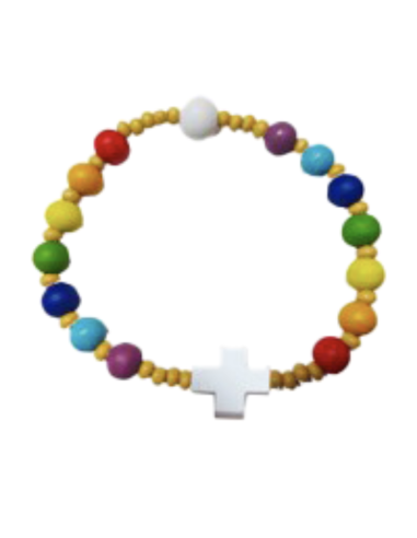 Bracelet perles bois multicolores