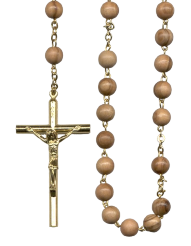 Chapelet en bois d'olivier grain rond