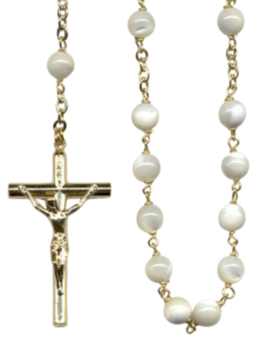 Chapelet en nacre sur chaîne dorée
