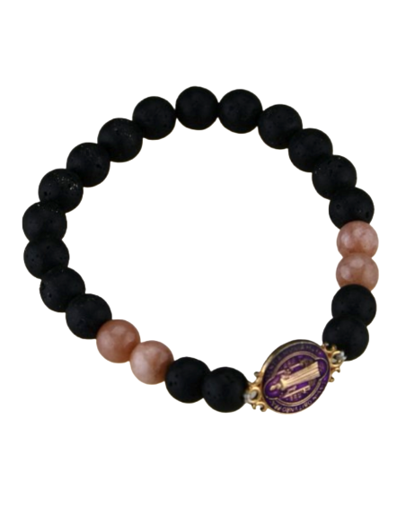 Bracelet de Saint Benoît en perles de lave