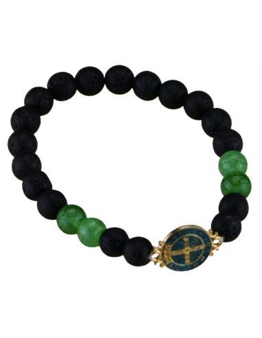 Bracelet de Saint Benoît en perles de lave